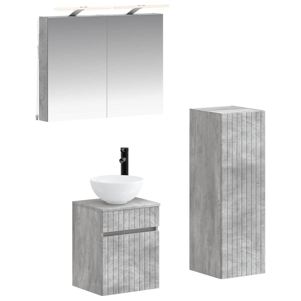 Set di mobili per il bagno 4 pz Grigio Cemento | homemem39