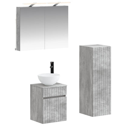 Set di mobili per il bagno 4 pz Grigio Cemento | homemem39