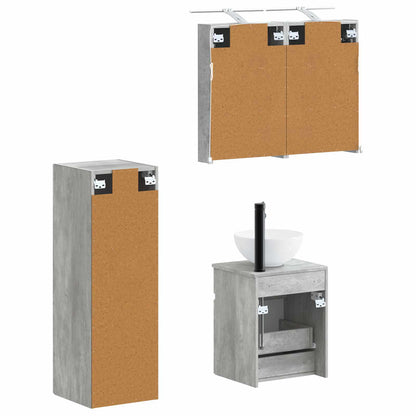 Set di mobili per il bagno 4 pz Grigio Cemento | homemem39