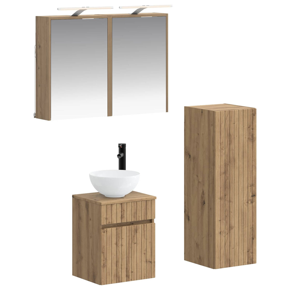 Set di mobili per il bagno 4 pz Rovere Artigianale | homemem39