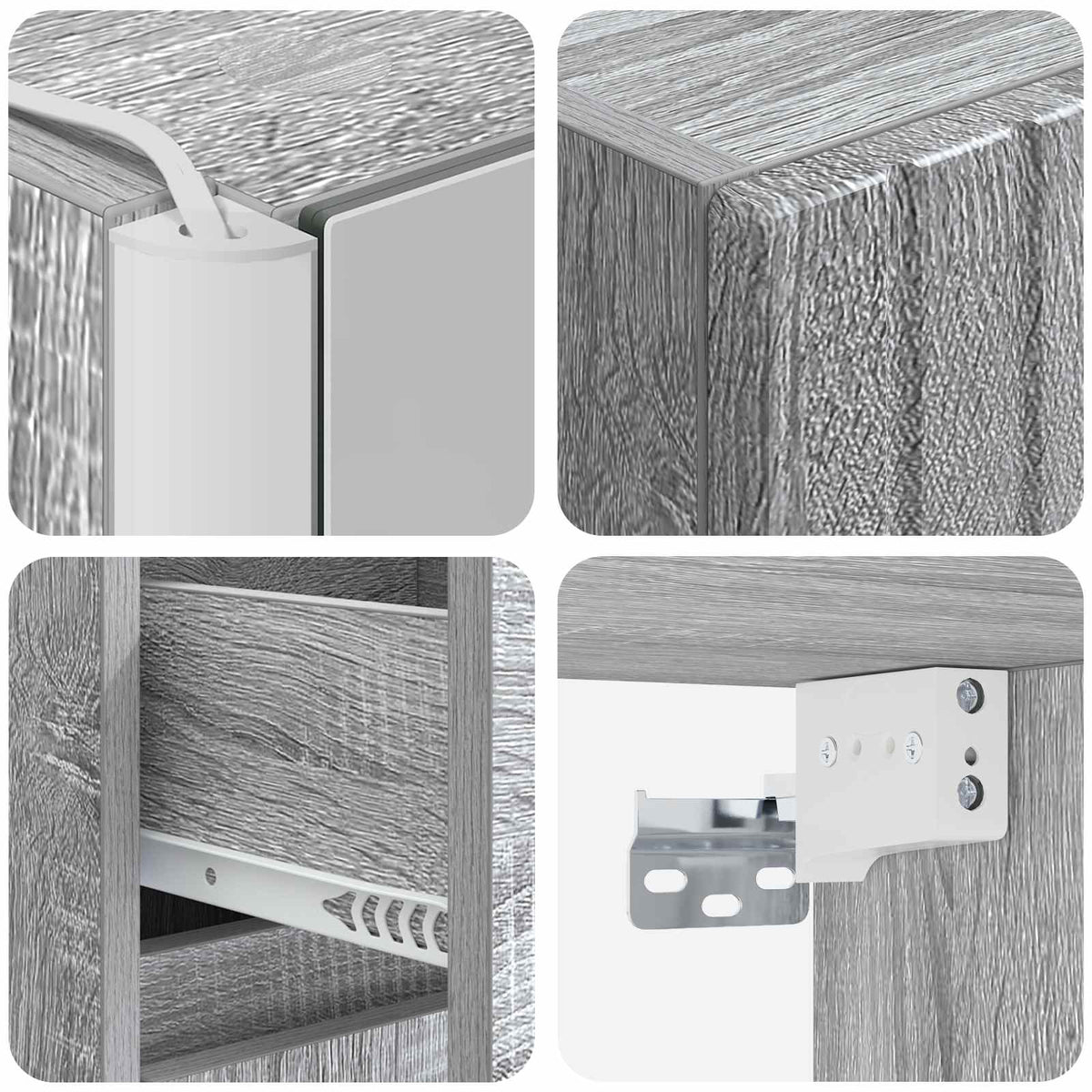 Set di mobili per il bagno 4 pz Sonoma grigio | homemem39