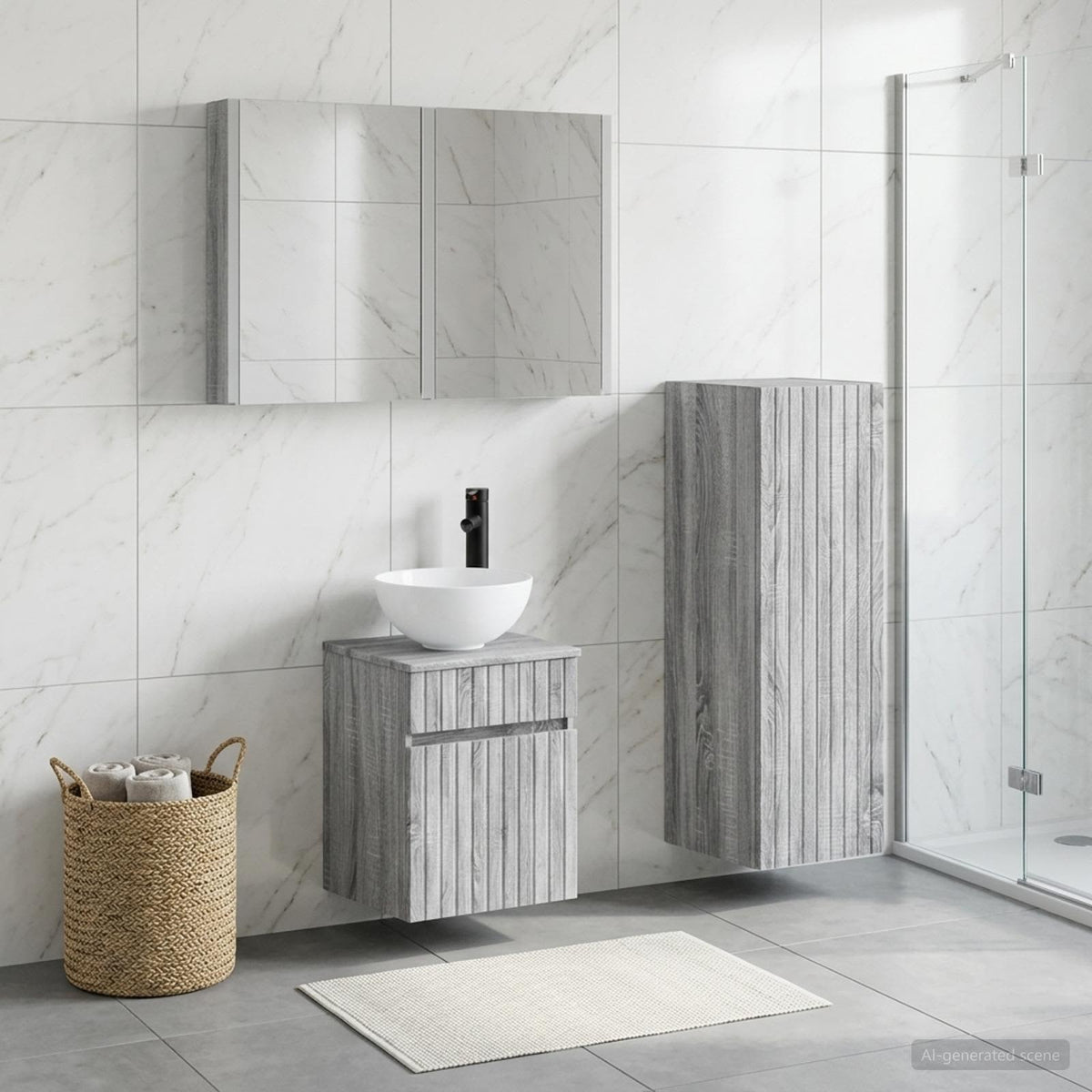 Set di mobili per il bagno 4 pz Sonoma grigio | homemem39