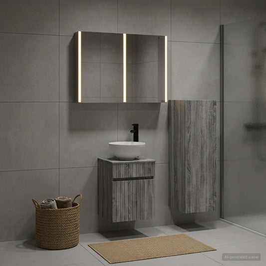 Set di mobili per il bagno 4 pz Sonoma grigio