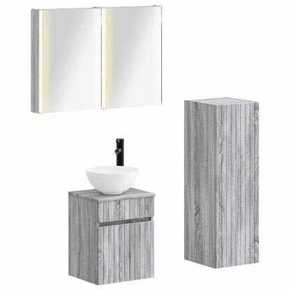 Set di mobili per il bagno 4 pz Sonoma grigio