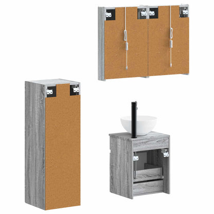 Set di mobili per il bagno 4 pz Sonoma grigio | homemem39