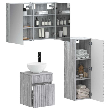 Set di mobili per il bagno 4 pz Sonoma grigio | homemem39