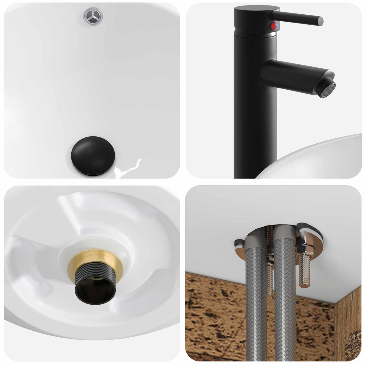Set di mobili per il bagno 4 pz Legno antico | homemem39