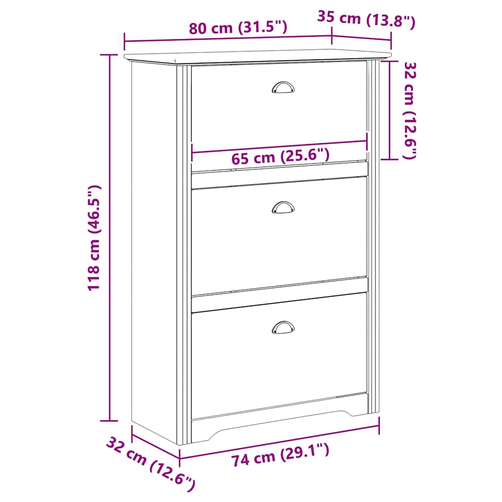 Scarpiera BODO Marrone miele 80 x 35 x 118 cm Legno multistrato | homemem39