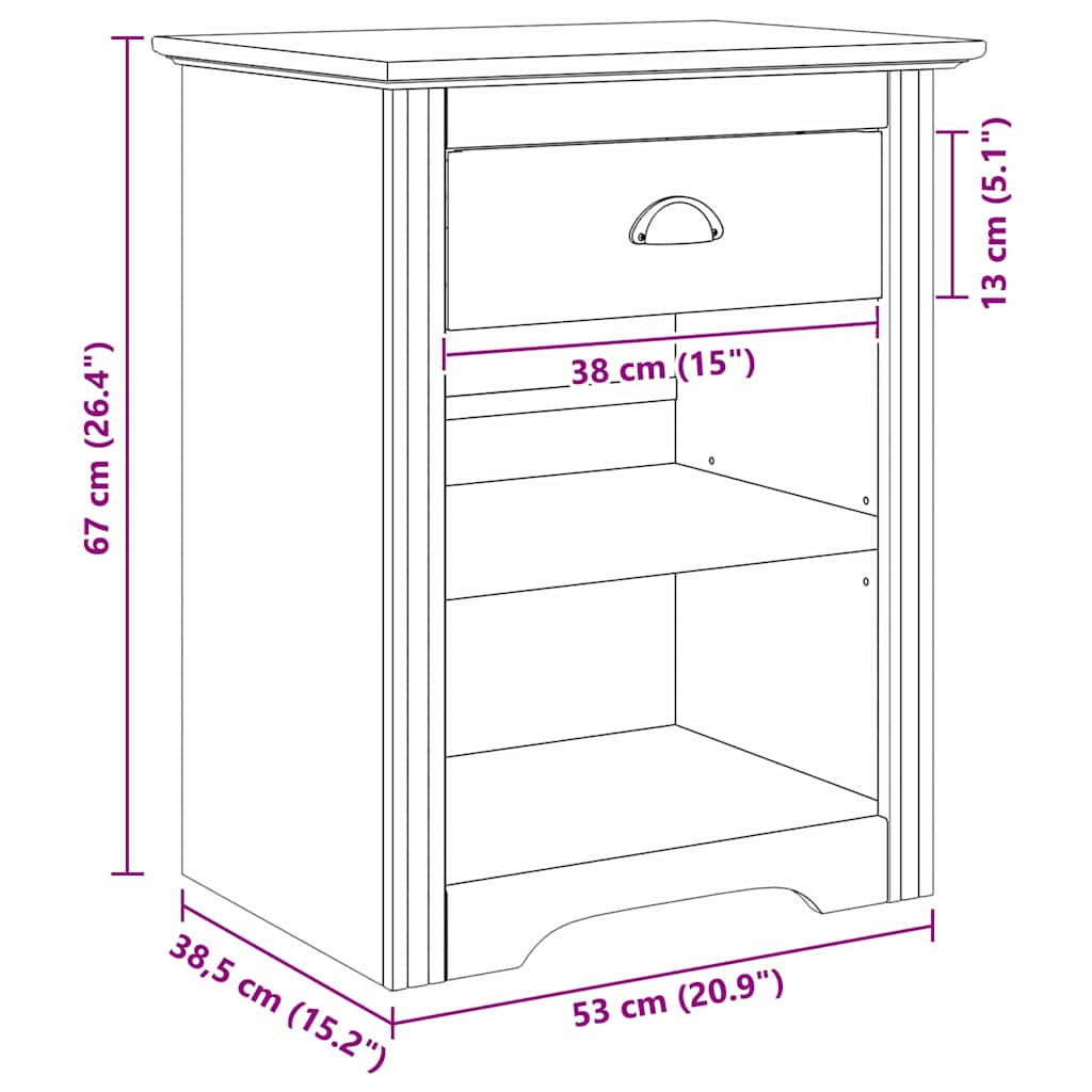 Armadio da Notte BODO Marrone miele 53 x 38,5 x 67 cm