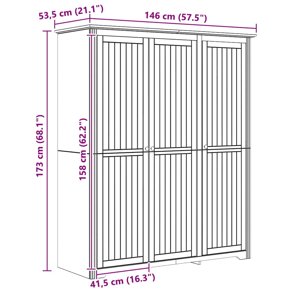 Guardaroba con porta BODO Marrone miele 146 x 53,5 x 173 cm