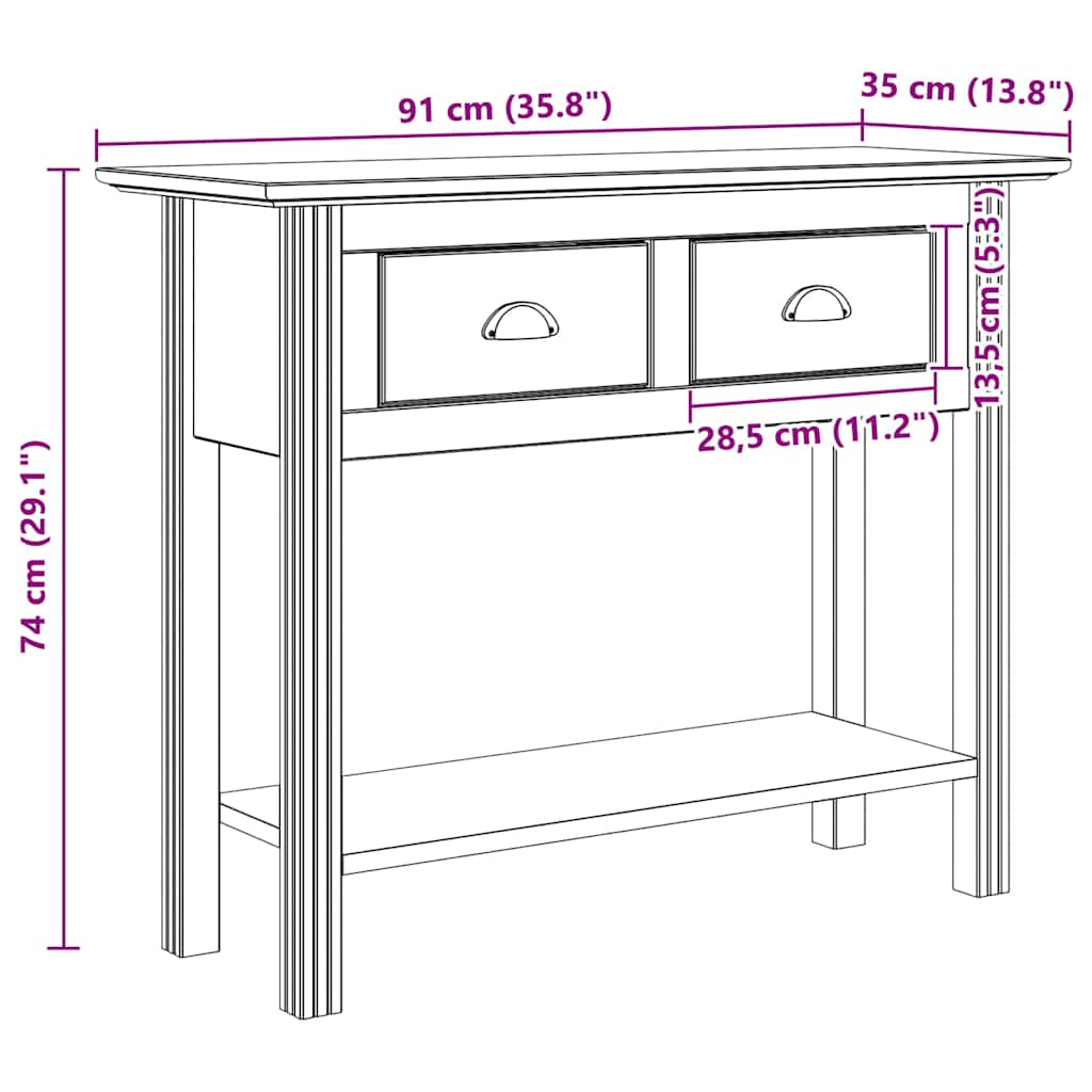 Tavolo consolle BODO Marrone miele 91 x 34.7 x 74 cm | homemem39