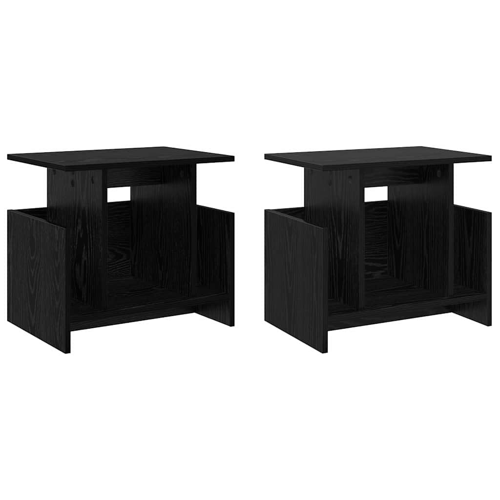 Supporto TV 2 pcs Rovere Nero 50 x 35 x 45 cm Legno multistrato