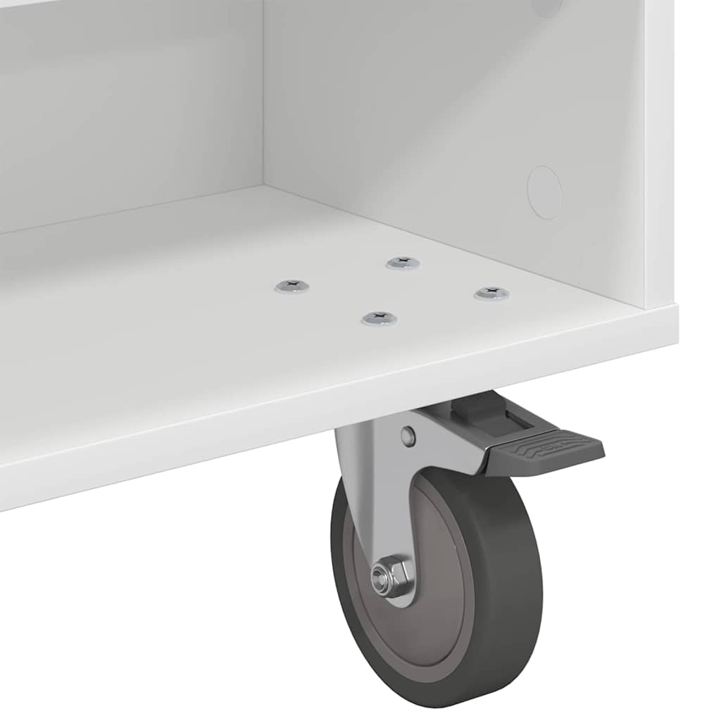 Tavolino con Ruote Bianco 90 x 50 x 30 cm Legno multistrato