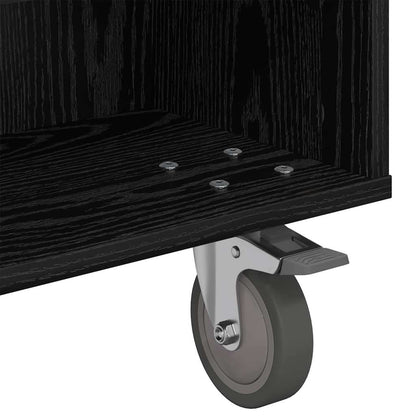 Tavolino con Ruote Rovere Nero 90 x 50 x 30 cm