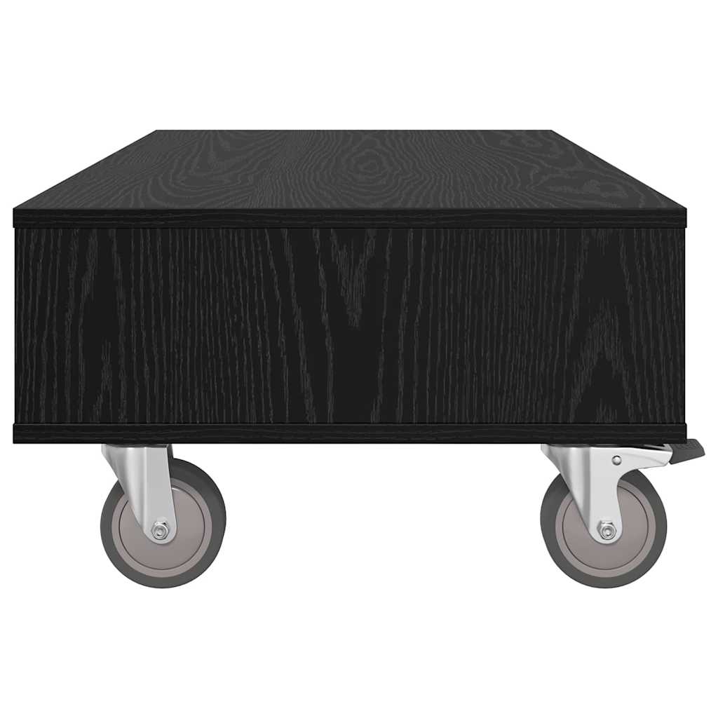 Tavolino con Ruote Rovere Nero 90 x 50 x 30 cm