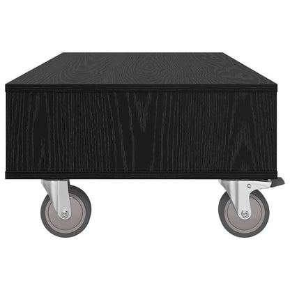 Tavolino con Ruote Rovere Nero 90 x 50 x 30 cm