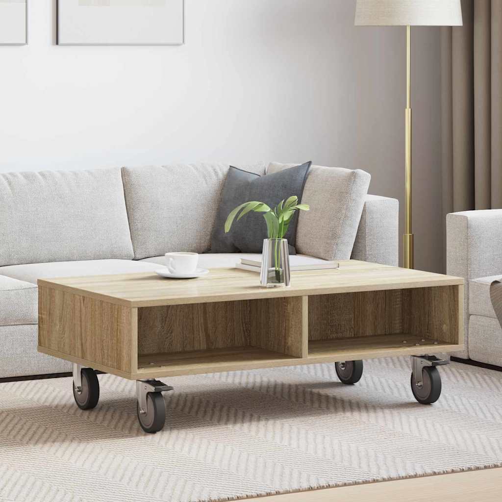 Tavolino con Ruote Rovere Sonoma 90 x 50 x 30 cm