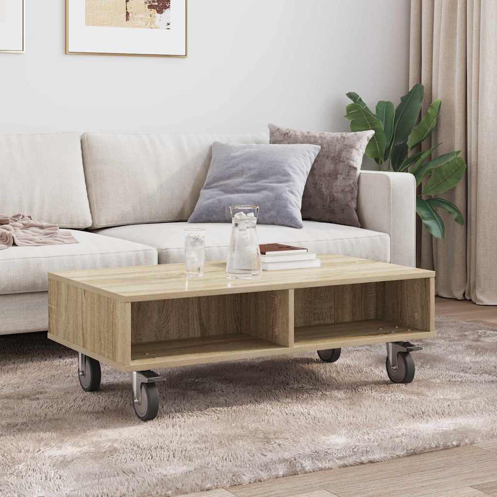 Tavolino con Ruote Rovere Sonoma 90 x 50 x 30 cm