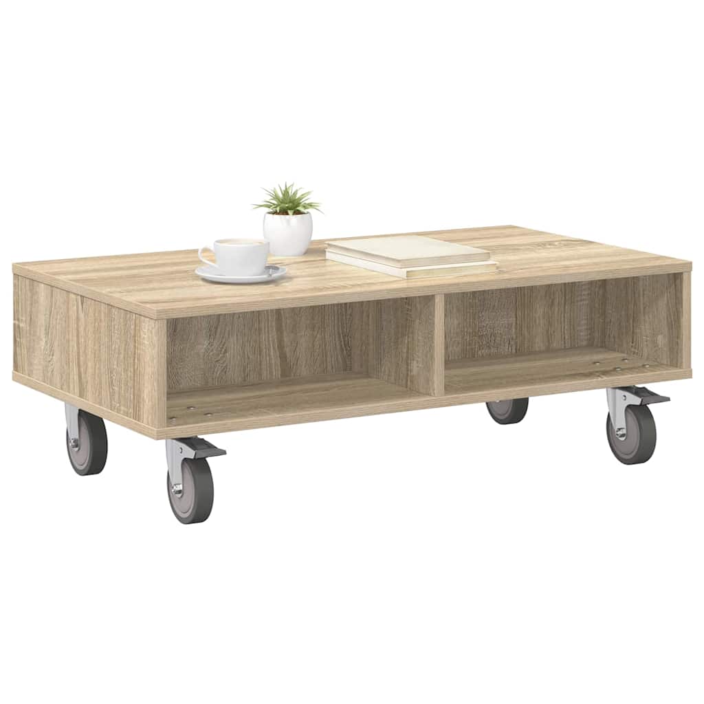 Tavolino con Ruote Rovere Sonoma 90 x 50 x 30 cm