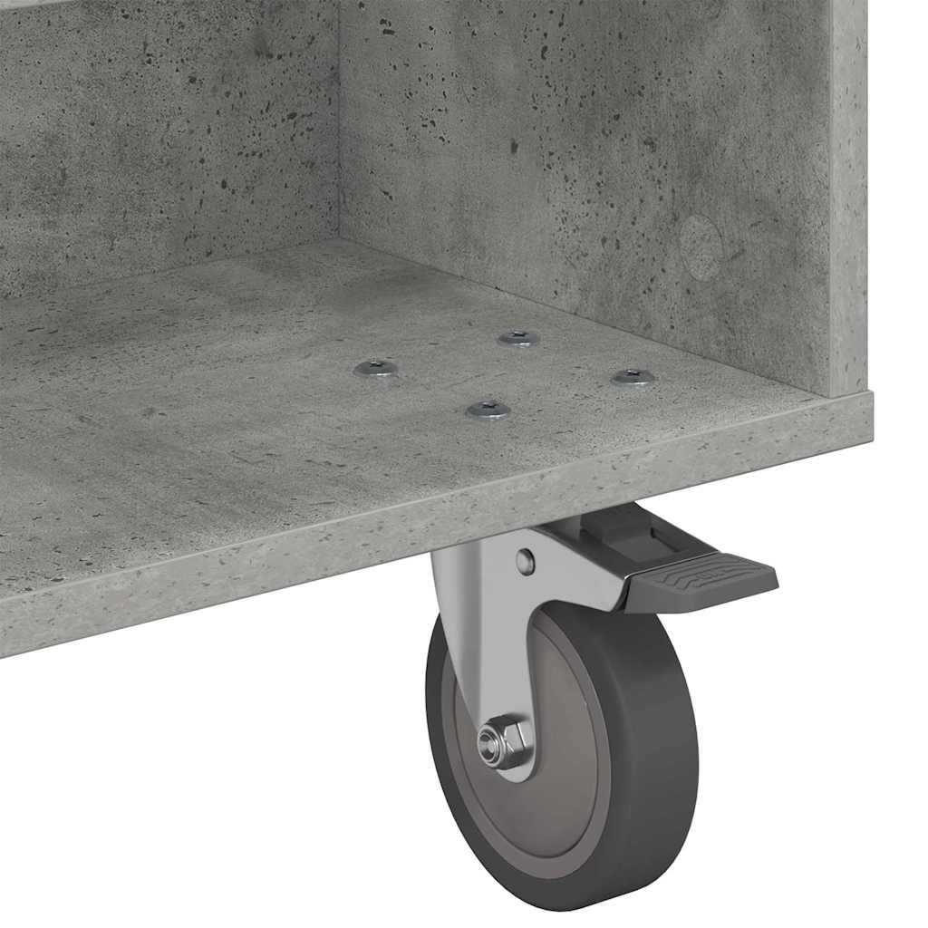 Tavolino con Ruote Grigio cemento 90 x 50 x 30 cm