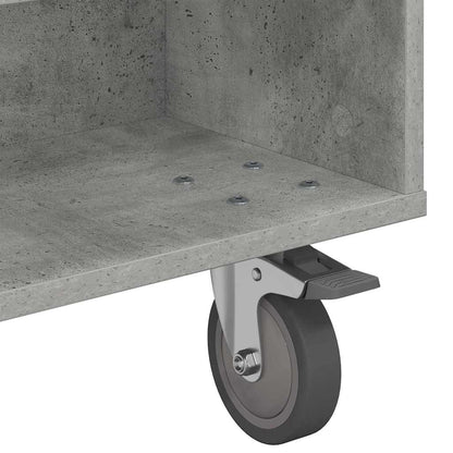 Tavolino con Ruote Grigio cemento 90 x 50 x 30 cm