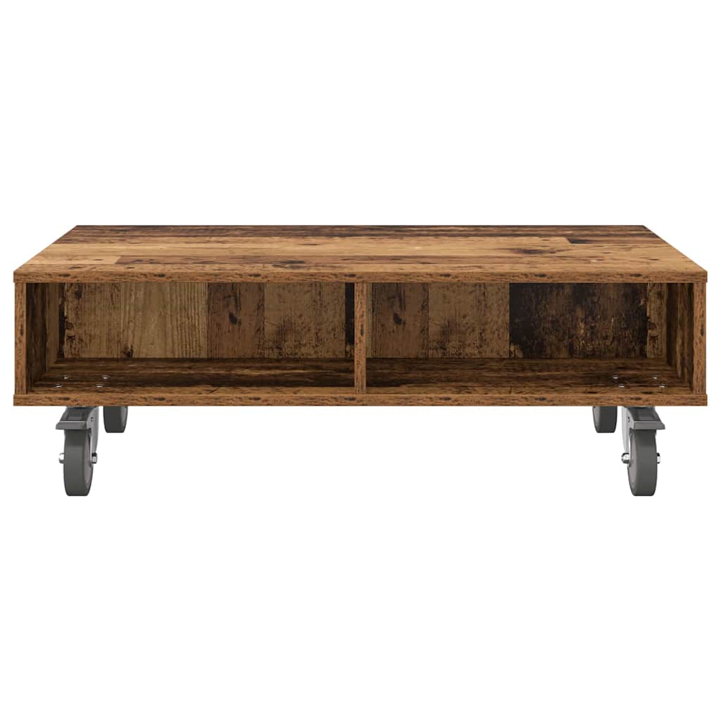 Tavolino con Ruote Legno vecchio 90 x 50 x 30 cm