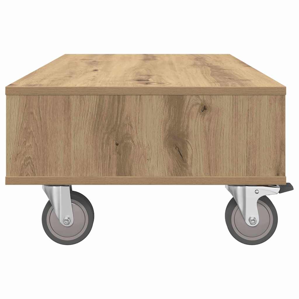 Tavolino con Ruote Rovere artigianale 90 x 50 x 30 cm