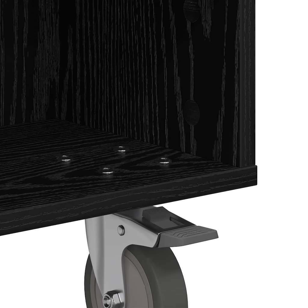 Tavolino con Ruote Rovere Nero 50 x 50 x 30 cm