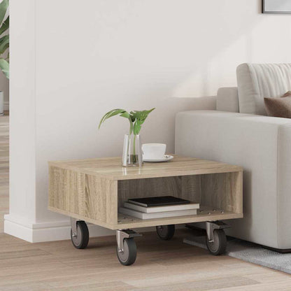 Tavolino con Ruote Rovere Sonoma 50 x 50 x 30 cm