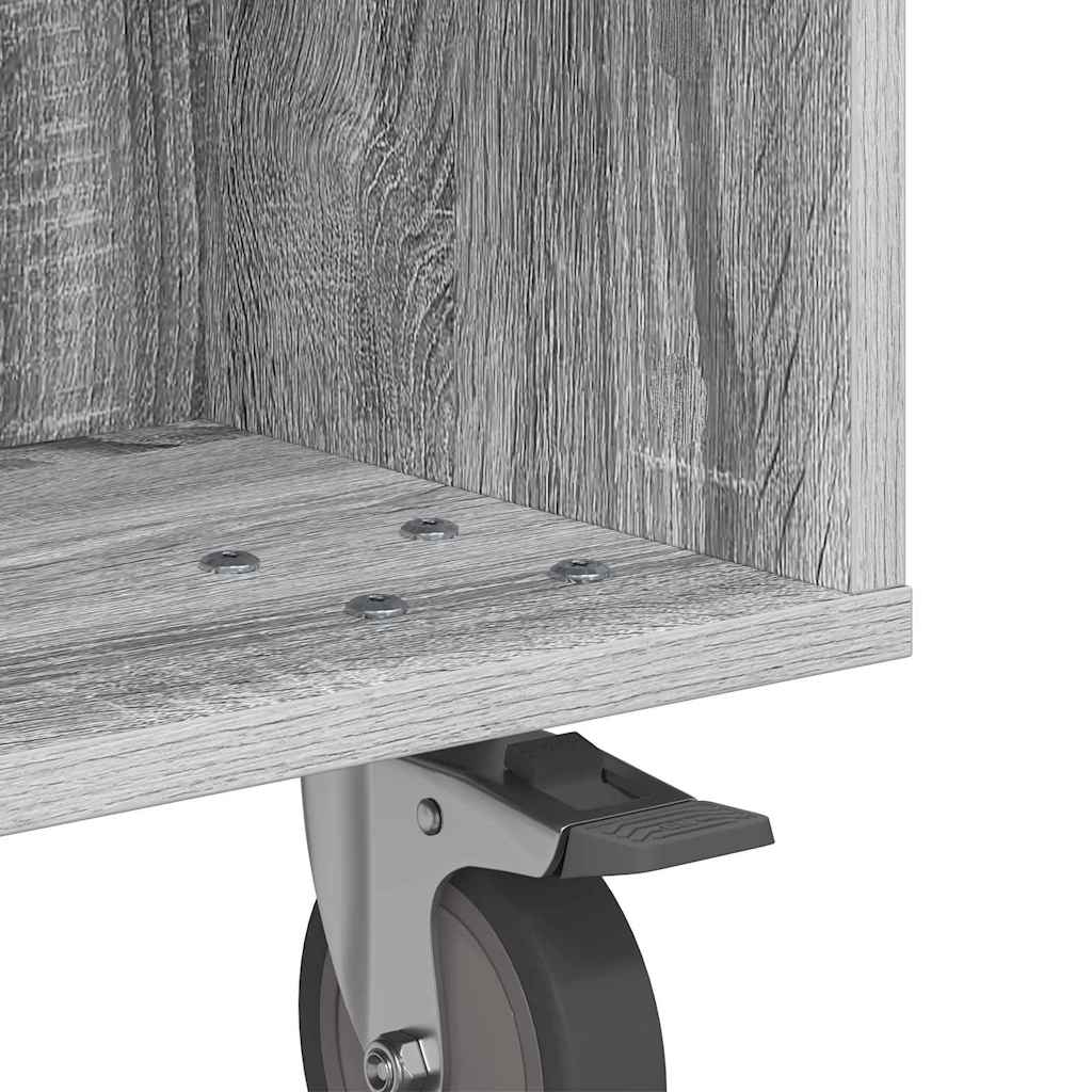 Tavolino con Ruote Grigio Sonoma 50 x 50 x 30 cm
