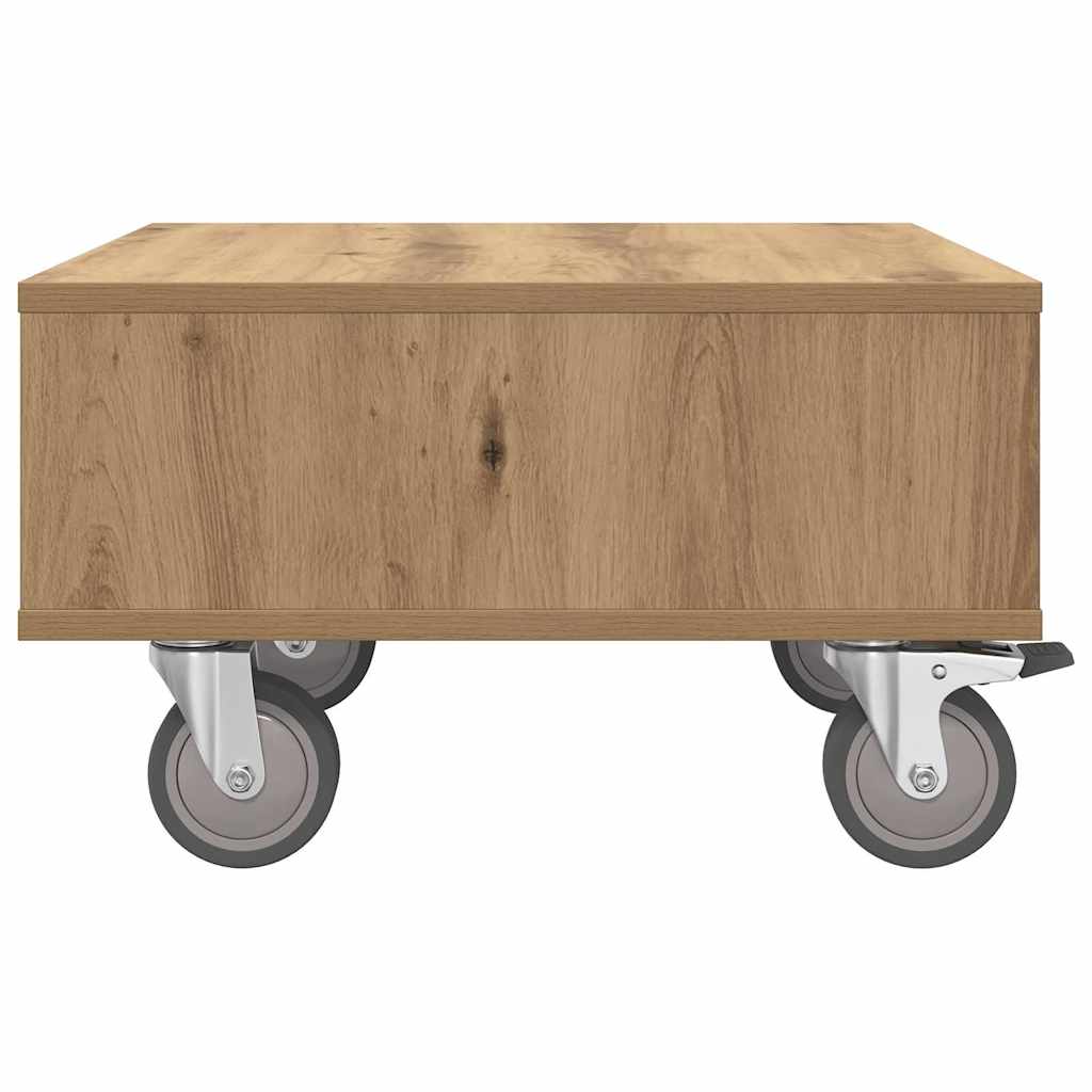 Tavolino con Ruote Rovere artigianale 50 x 50 x 30 cm