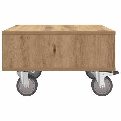 Tavolino con Ruote Rovere artigianale 50 x 50 x 30 cm