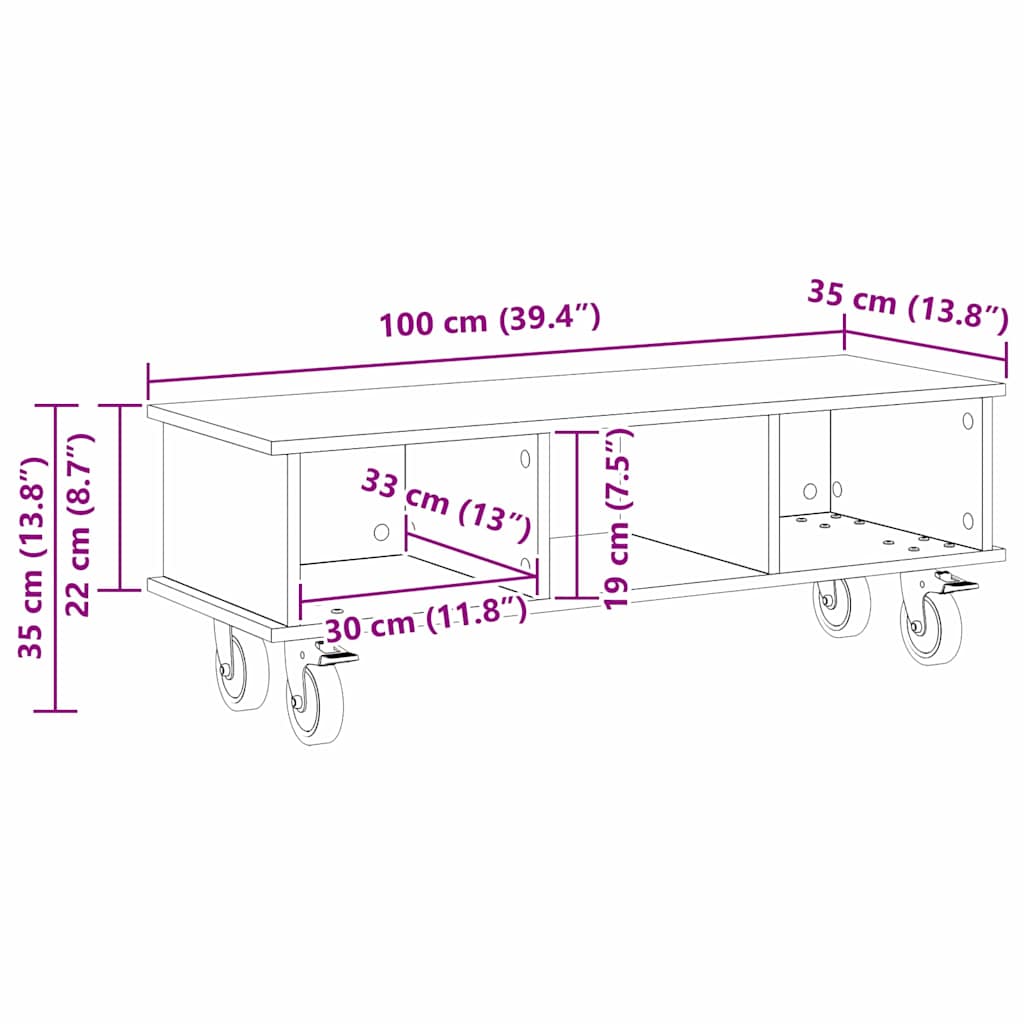 Supporto TV Bianco 100 x 35 x 35 cm Legno multistrato