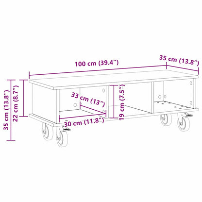 Supporto TV Rovere artigianale 100 x 35 x 35 cm