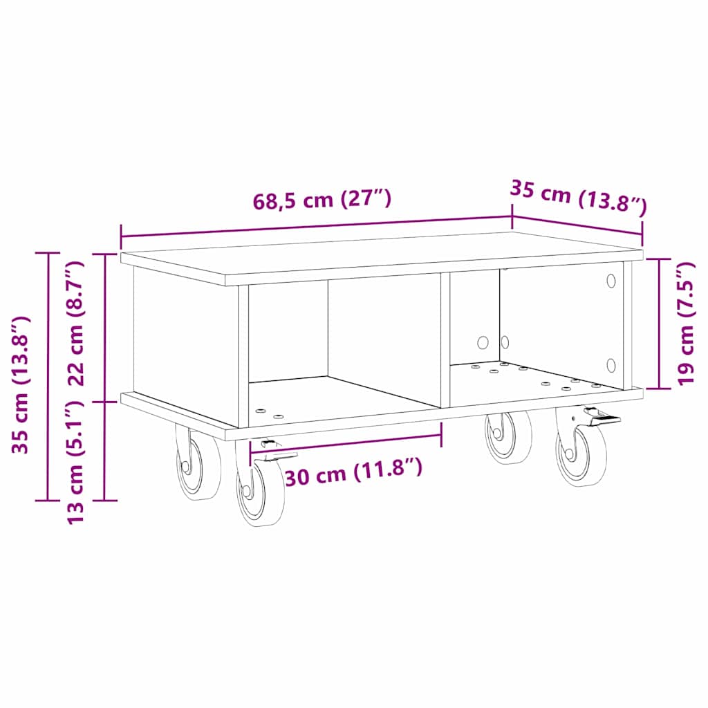 Supporto TV Rovere Nero 68,5 x 35 x 35 cm Legno multistrato