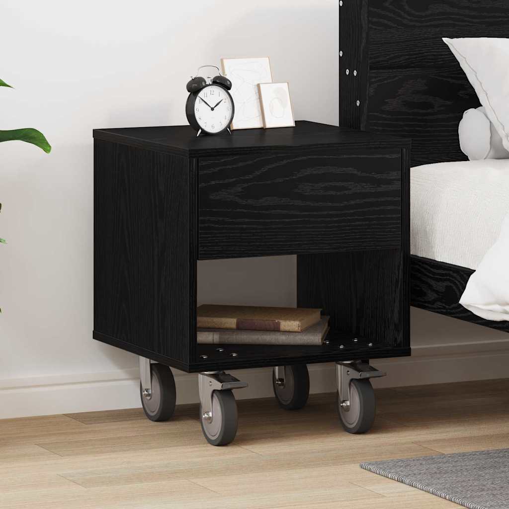 Comodino Rovere Nero 40,5 x 40 x 48 cm Legno multistrato | homemem39