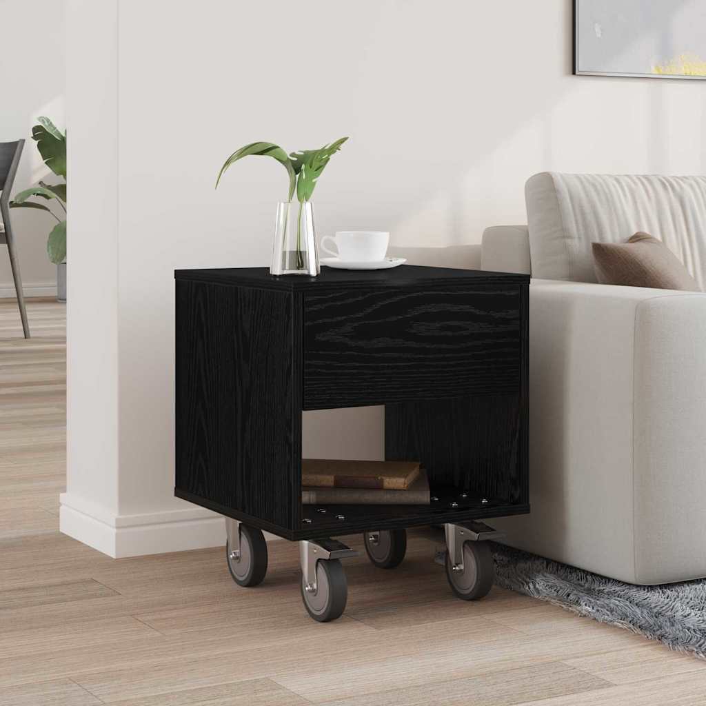 Comodino Rovere Nero 40,5 x 40 x 48 cm Legno multistrato | homemem39