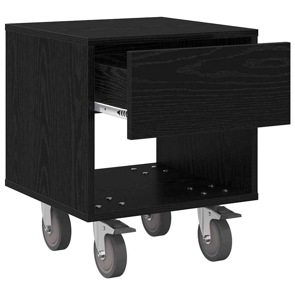 Comodino Rovere Nero 40,5 x 40 x 48 cm Legno multistrato | homemem39