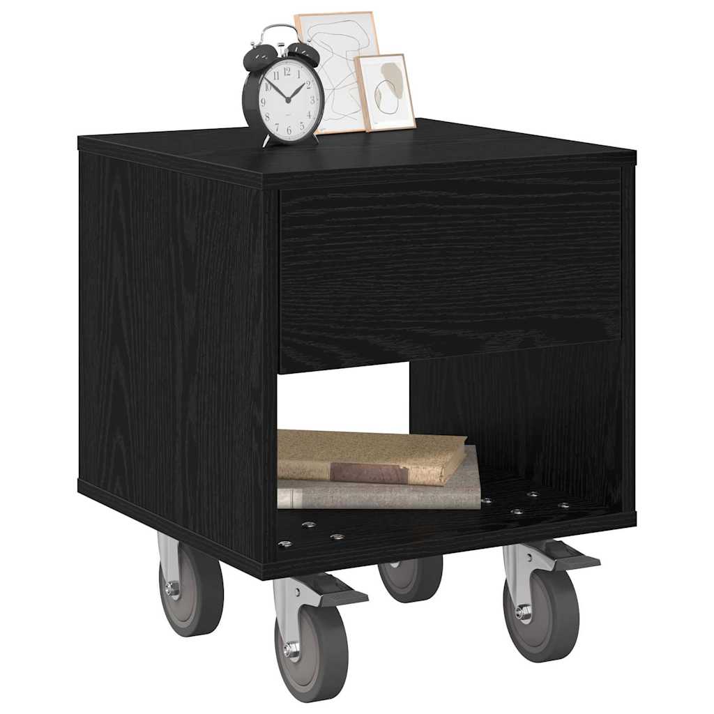 Comodino Rovere Nero 40,5 x 40 x 48 cm Legno multistrato | homemem39