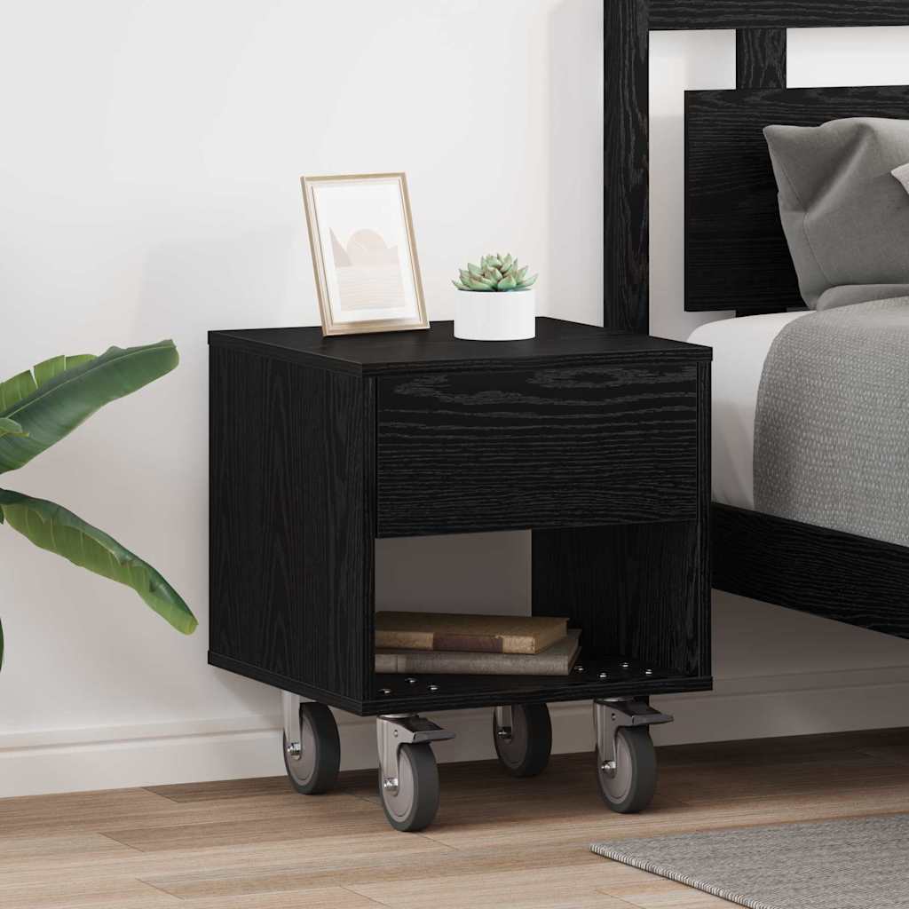 Comodino 2 pcs Rovere Nero 40,5 x 40 x 48 cm Legno multistrato | homemem39