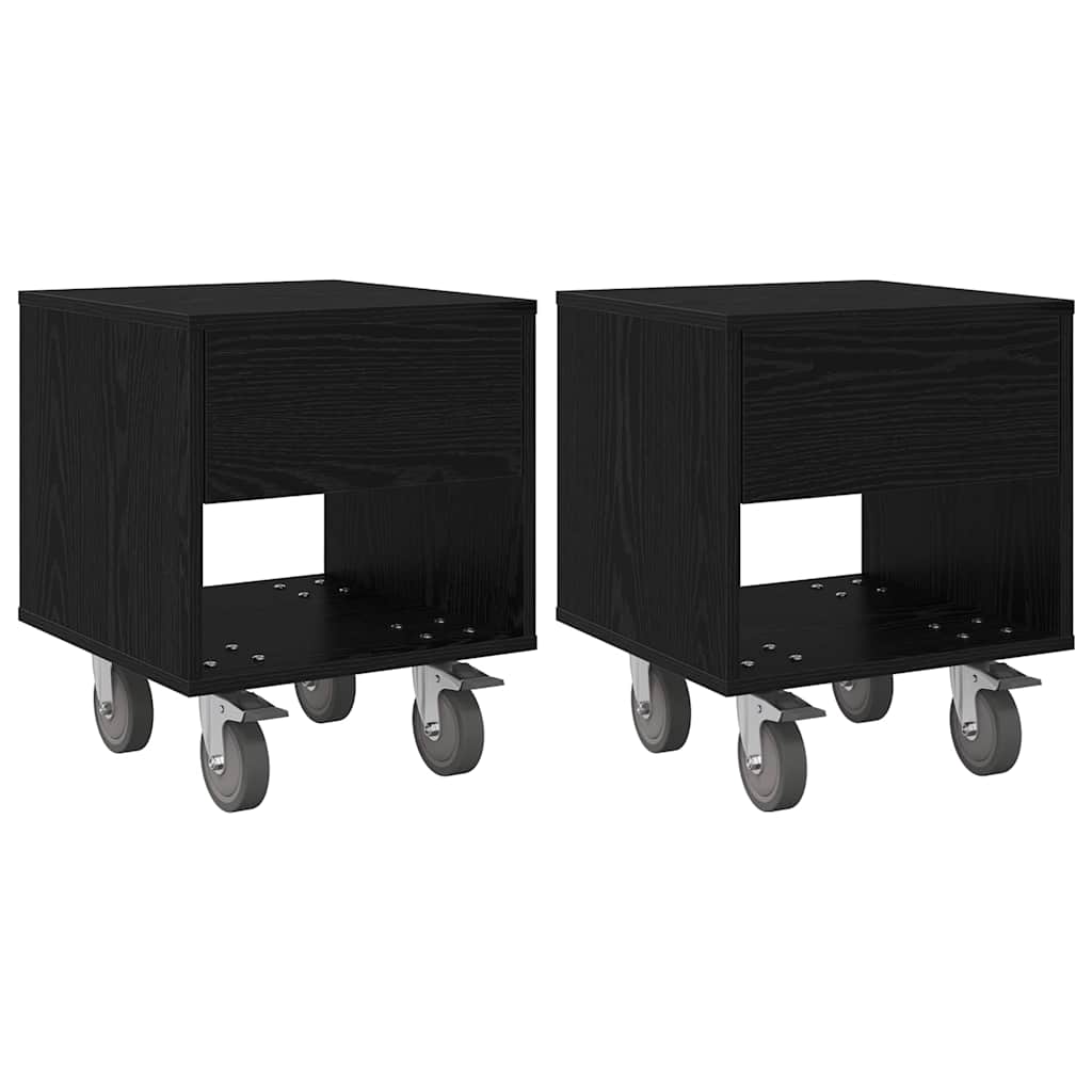 Comodino 2 pcs Rovere Nero 40,5 x 40 x 48 cm Legno multistrato | homemem39