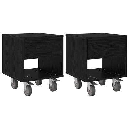 Comodino 2 pcs Rovere Nero 40,5 x 40 x 48 cm Legno multistrato | homemem39