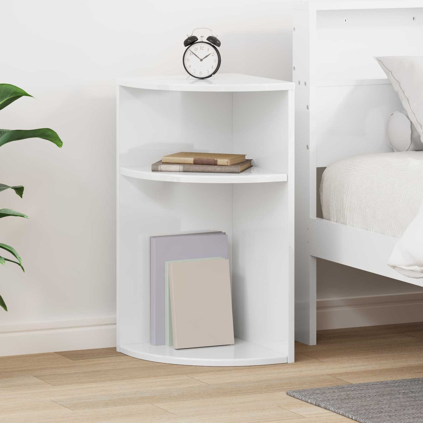 Tavolino Bianco Lucido 29,6 x 29,6 x 60 cm Legno multistrato | homemem39