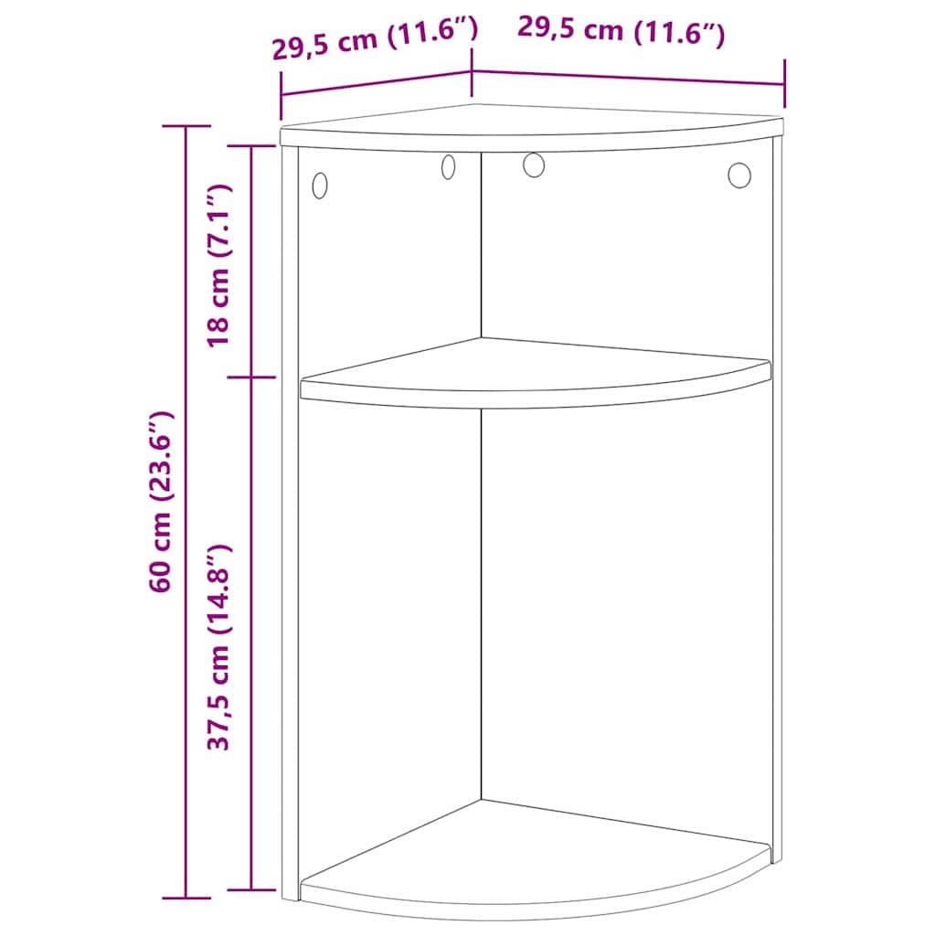 Tavolino Grigio Sonoma 29,6 x 29,6 x 60 cm Legno ingegnerizzato | homemem39