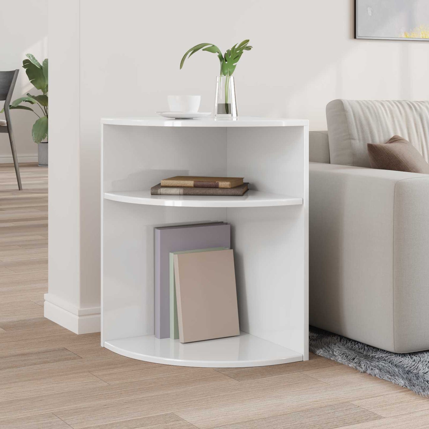 Tavolino Bianco Lucido 39,7 x 39,7 x 60 cm Legno multistrato | homemem39