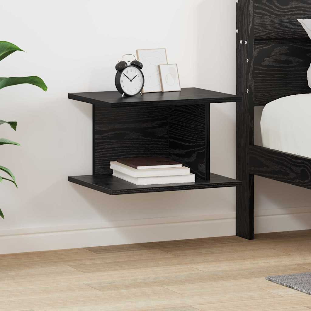 Comodino Rovere Nero 40 x 30 x 25 cm Legno multistrato | homemem39
