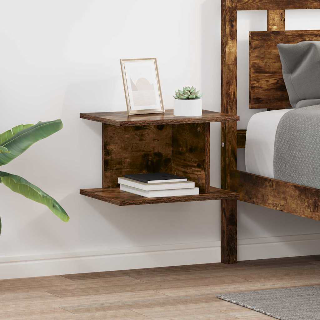 Comodino 2 pz Rovere fumé 40 x 30 x 25 cm Legno ingegnerizzato