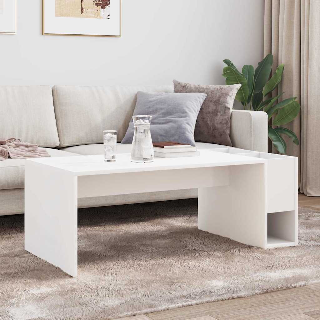 Tavolino da salotto Bianco 101,5 x 50 x 37 cm Legno multistrato | homemem39