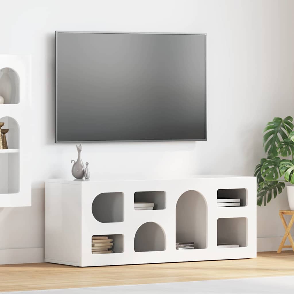 Mobile TV ELST 100 x 35 x 40 cm Bianco Lucido Legno multistrato