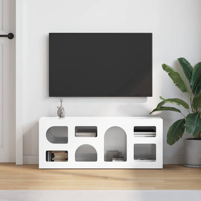 Mobile TV Bianco Lucido 100 x 35 x 40 cm Legno multistrato